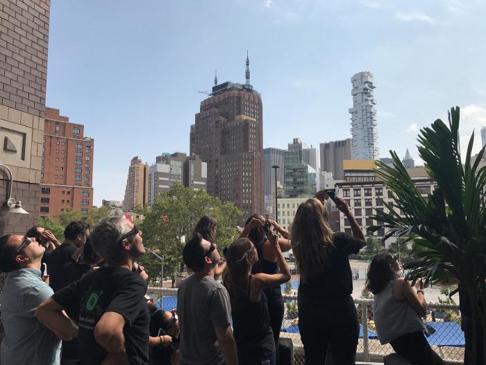 Watching the 2017 Solar Eclipse with people at DOHQ.