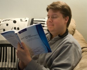 Reading my book, just received from the printers.