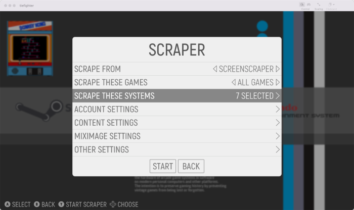 EmulationStation Scraper settings